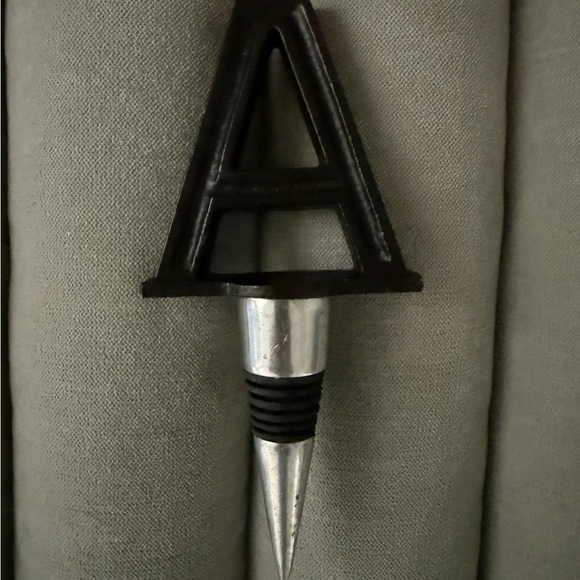Pottery Barn Letter A Black Silver Wine Stopper Entertaining Details Decor Host - Picture 2 of 4